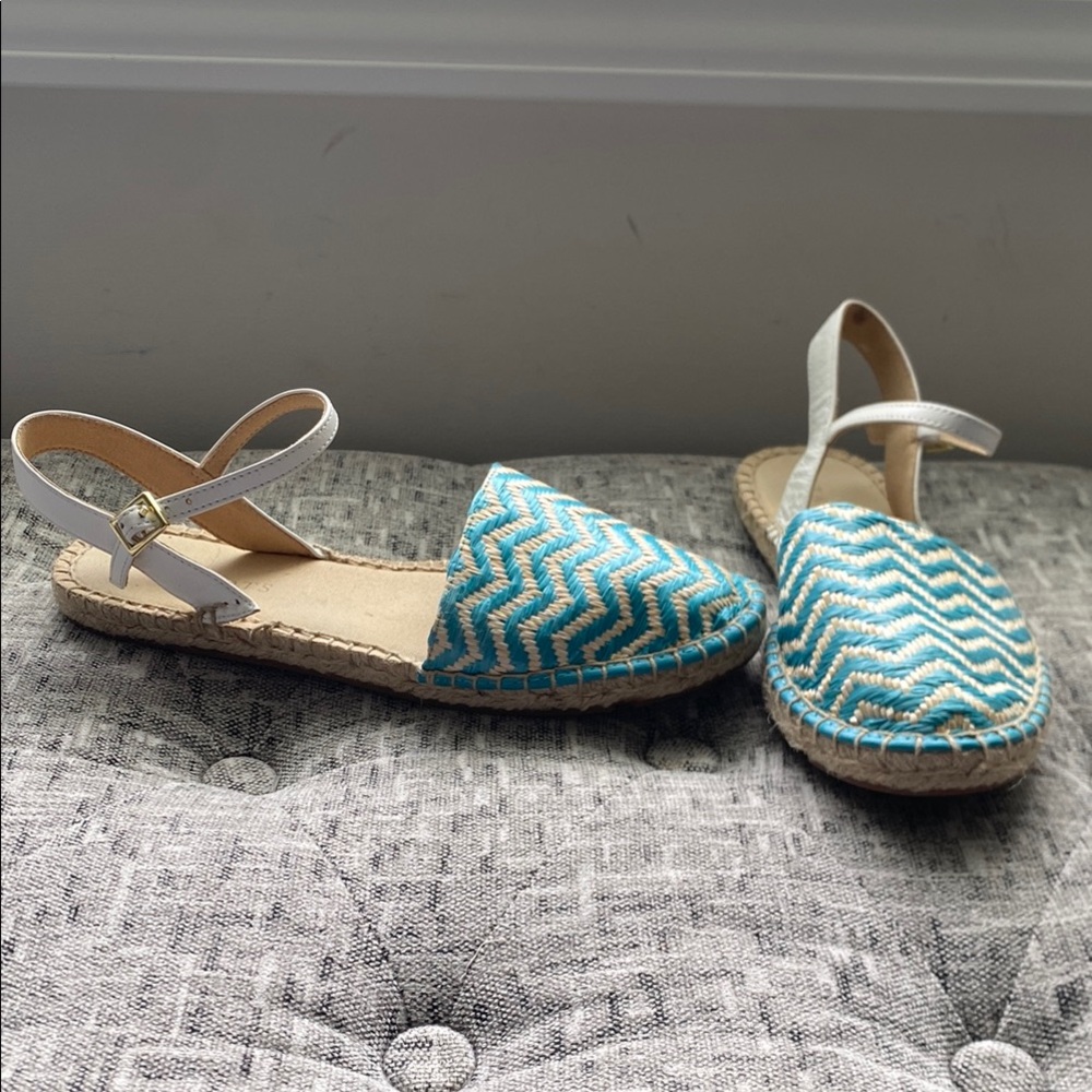 Talbots Turquoise and White Espadrille Sandals